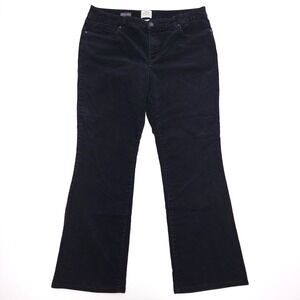 St Johns Bay Bootcut‎ Leg Corduroy Pants Women's 14 Black Chino Cords 34x28